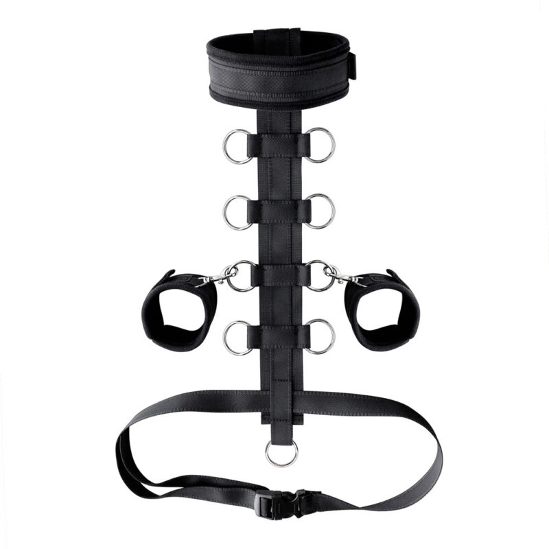 Adjustable Behind-the-Back Bondage Restraint – Neck & Wrist Cuffs for Sensual Submission Play